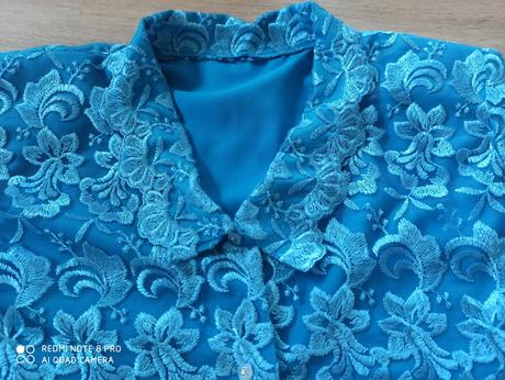 Modrá čipkovaná blúzka, xxl