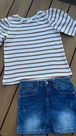 Pruhované tričko s nariaseným rukávom zara, zara,128