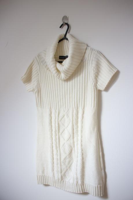 Biele zimné svetrové šaty s rolákom, esmara,s