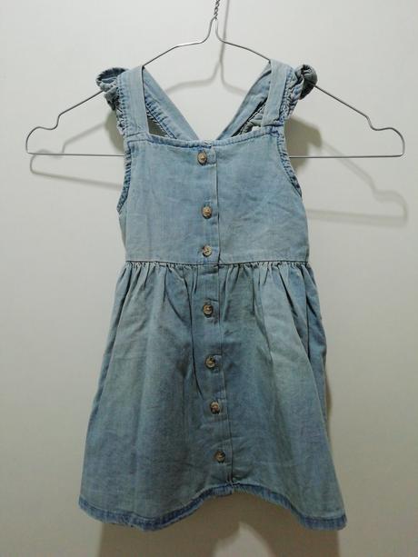 Bavlnené rifľové šaty s volánikmi, h&m,86