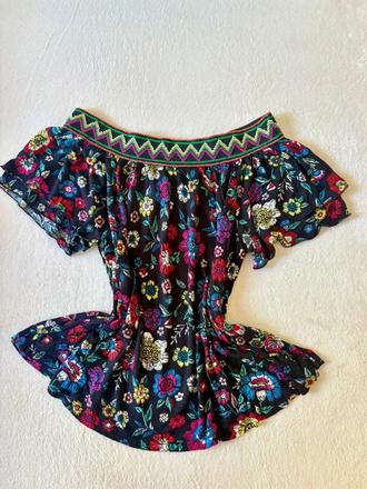 Kvetinová blúzka off-shoulder, c&a,xs