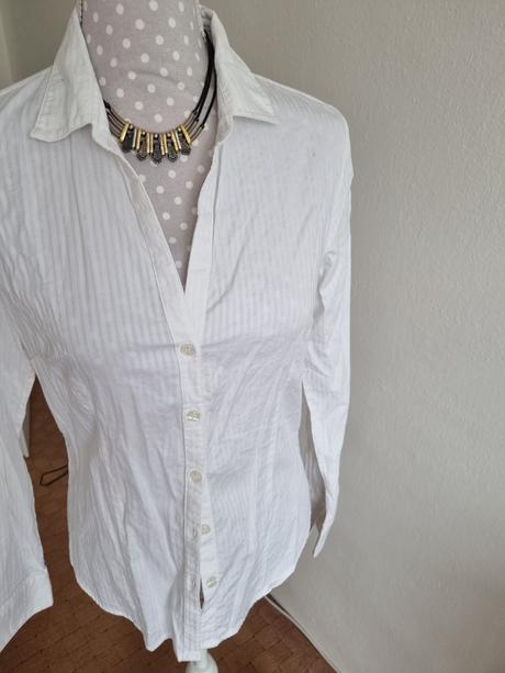 Biela bluzka hm s pasikmi 40, h&m,38