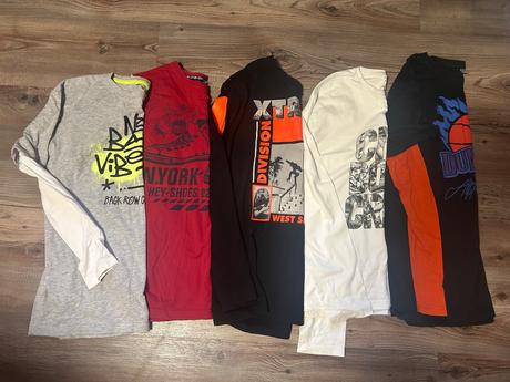 Trička s dlhým rukávom 5ks, bonprix,164