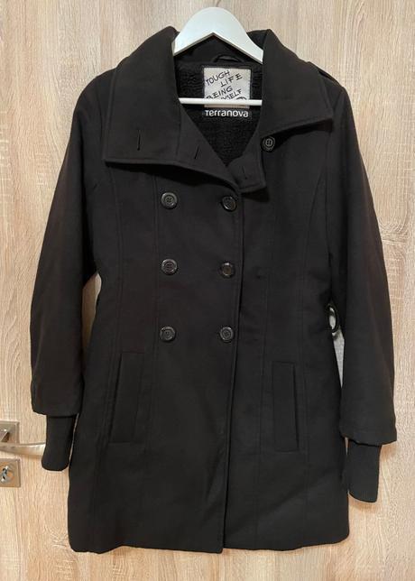 Čierny zateplený kabát, terranova,l