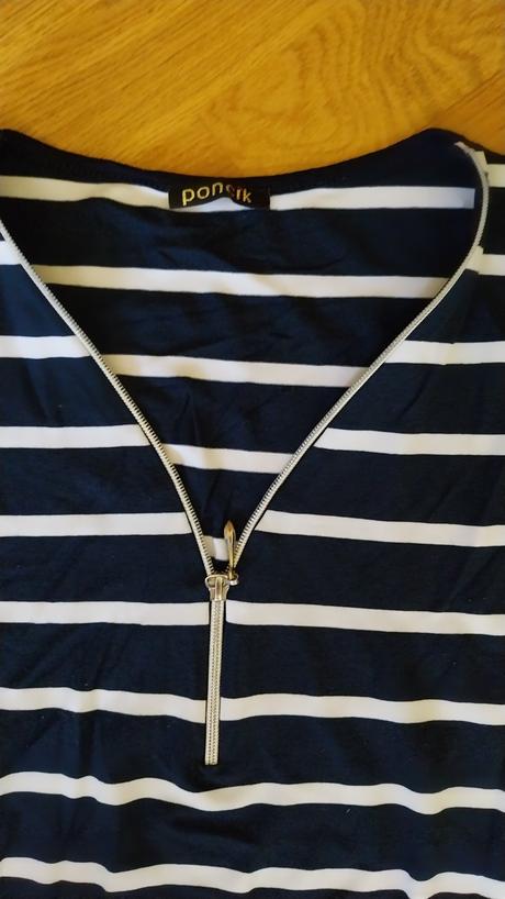 Modré prúžkované tričko so zipsom, s