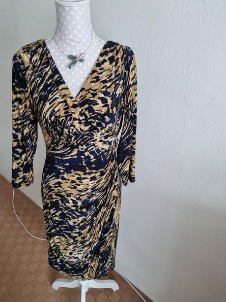 Hnedo-modré elastické šaty ralph lauren veľ. 40, ralph lauren,40