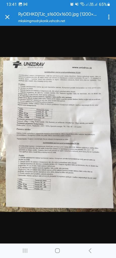 Antidekubitný matrac proti preležaninám,