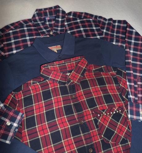Káro košeľa+ tričko s golierikom veľ.152, 140–152