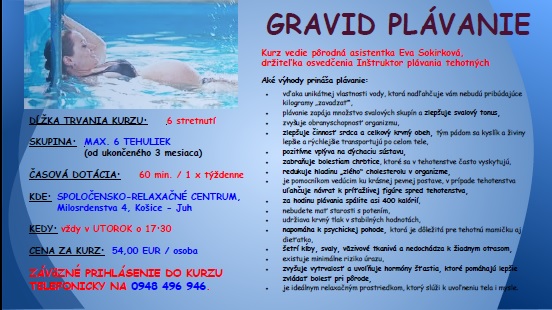 Gravid plávanie v Košiciach