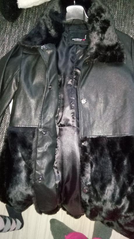 Koženkový kabátik s kožusinkou, new yorker,xs