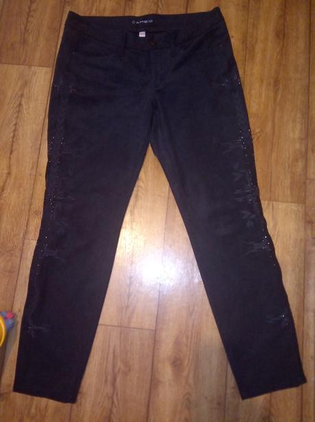 Čierne semišove nohavice ozdobne boky 42, 42