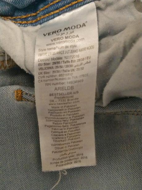 Riflové elastické trištvrťáky, vero moda, s/m, vero moda,s