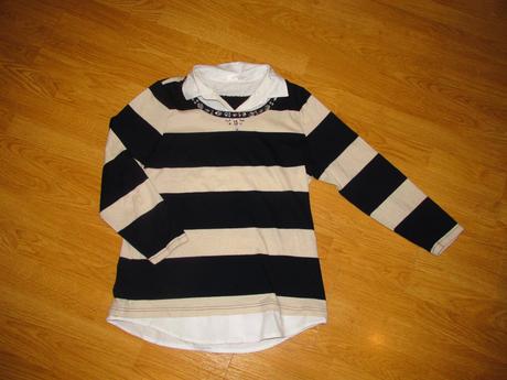 Pásikovaný elegantn pulóver s efektom blúzky v. 42, 42