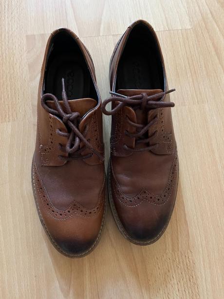 Hnedé kožené topánky ecco, ecco,38