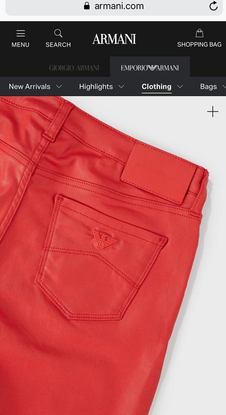 Emporio armani w28 červené nohavice, armani,28