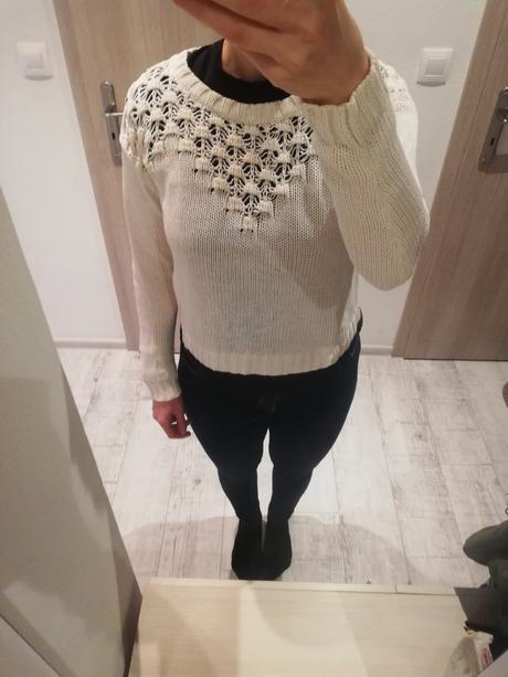 Biely kratší sveter f&f, f&f,m