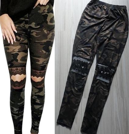Legíny - vzor zelené khaki (army-maskáče), v. s/m, m / s