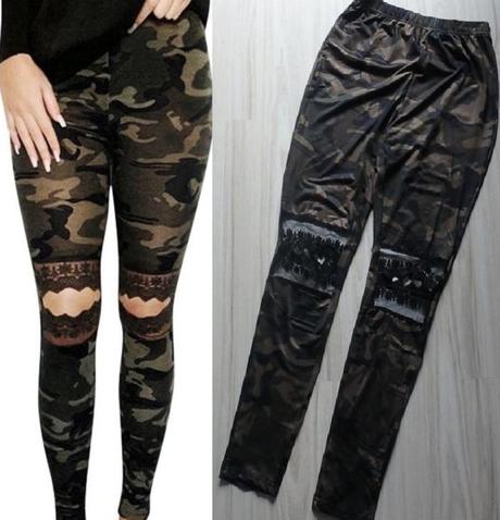 Legíny - vzor zelené khaki (army-maskáče), v. s/m, m / s