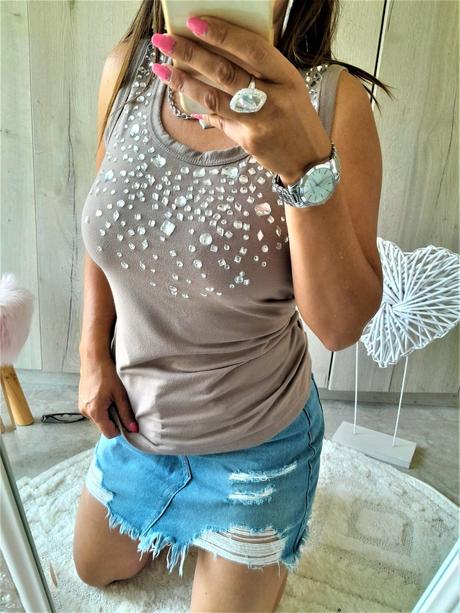 Tričko s kamienkami-m, bonprix,m