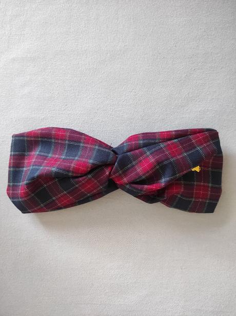 Kockovaná červeno- modrá čelenka farfalla mia, farfalla