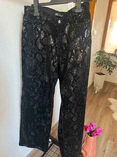 Zara flitrovane nohavice, zara,l