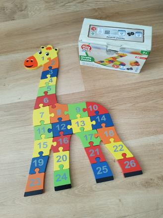 Drevené puzzle žirafa s číslami, 