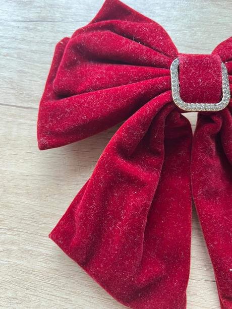 Burgundy zamatová spona mašľa, 