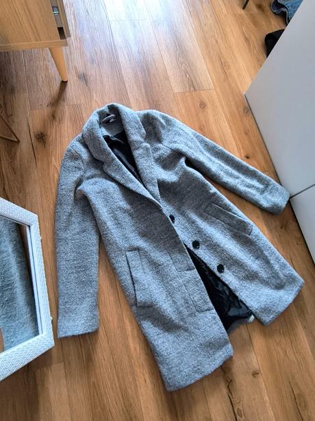 Sivý vlnený kabát h&m, h&m,s