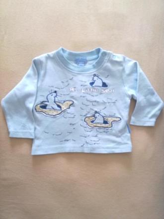 Modré vyšívané tričko babykap 6-9 mes., babykap,74