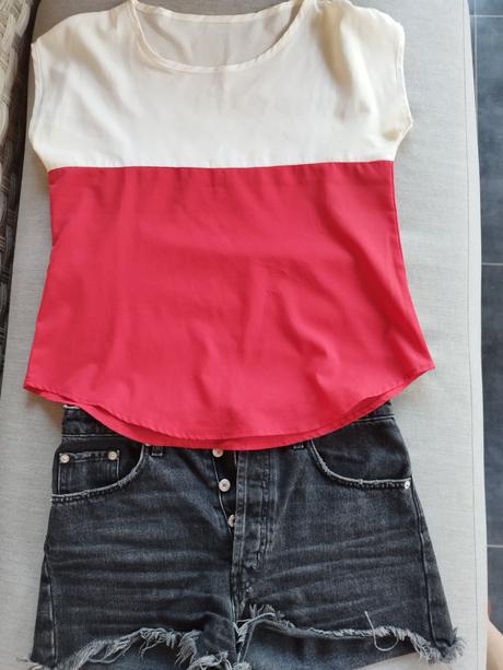 Červeno-biela lahká blúzka, m