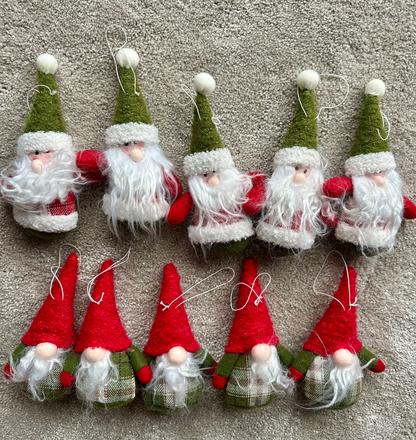 Vianočné ozdoby látkové mikuláš a škriatok, 