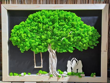 Machový obraz, strom s príbehom 80x60cm,