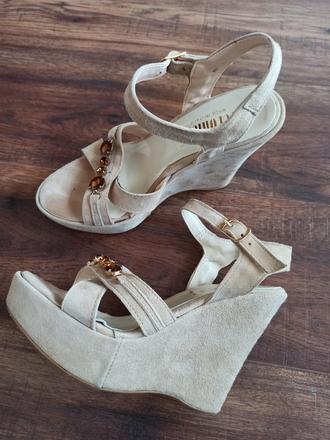 Letné kožené sandále na platforme, 36