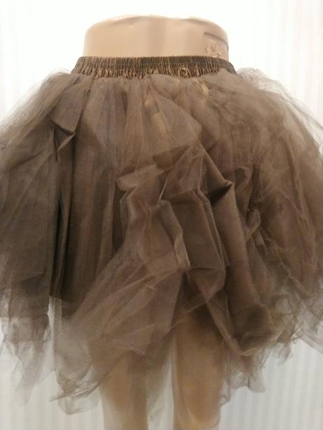 Dámska zlato hnedá asymetrická tylová sukňa, xs- m, s