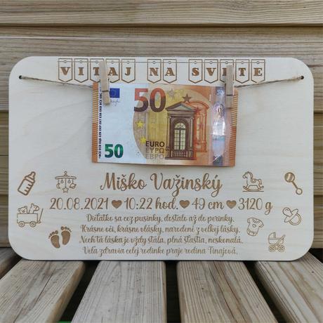 Ceduľka s údajmi o narodení dieťatka, 