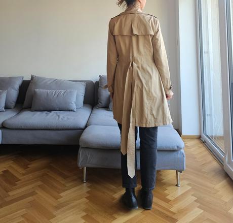 Tenký béžový trench coat trenčkot  s opaskom, timeout,m