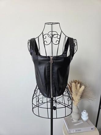 Bershka koženkový top xs, bershka,xs