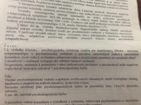 Aké sú mojej výsledky od psychológa?