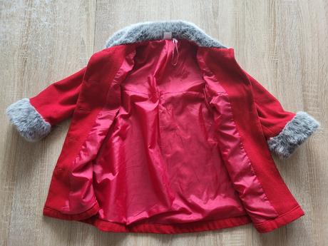 Vlnený dievčenský kabát 5-6 rokov červený, laura ashley,110