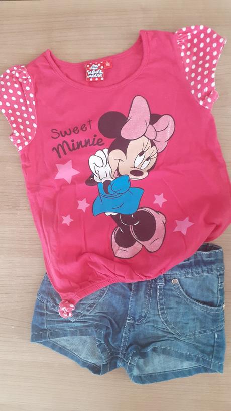 Tričko+ riflové kraťasky/suknička, disney,116