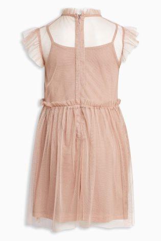 Púdrové zdobené šaty next, next,104 / 110 / 122