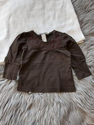 Dievčenské tričko s kvetmi tmavohnedé h&m (68), h&m,68