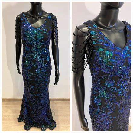 Dámske luxusné spoločenské šaty s flitrami (m), m