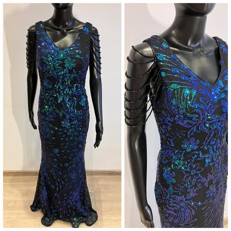 Luxusné trblietavé večerné šaty, m