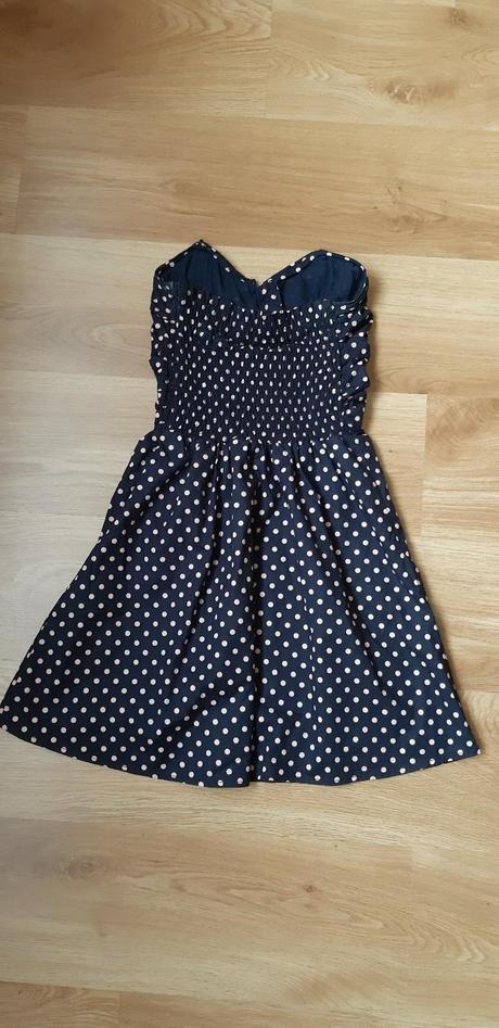 Tmavomodré bodkované šaty, fishbone,xs