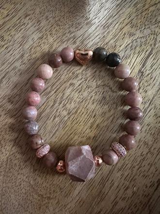 Náramok rodonit gold rose, 