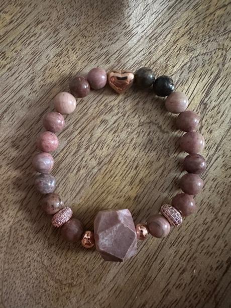 Náramok rodonit gold rose, 