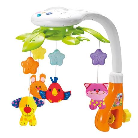 Kolotoč nad postieľku s projektorom zvieratká, 