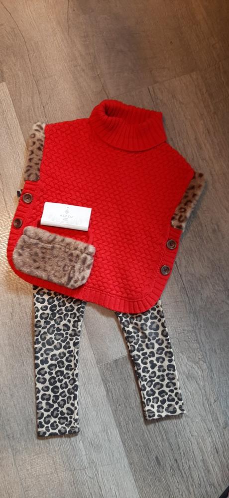 Jesenny outfit, set leginy + overal + tasticka, 116