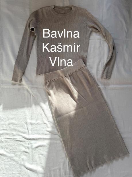 Béžová súprava zo zmesi bavlny, kašmíru a vlny, m